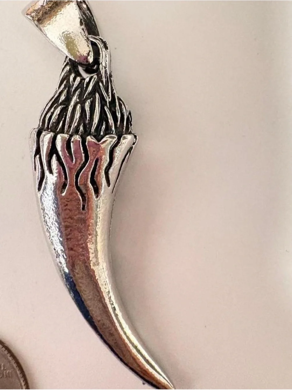 Men's Silver tone Tribal Horn Pendant